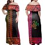 Women Maxi Dress Polynesian Hibiscus African Tribal Grey Pattern Dress Maxi Women Size plus Dress Night Women Wear