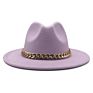 Womens's Hat Wide Brim Thick Gold Chain Band Classic Black Beige Felted Cap Panama Cowboy Jazz Men Caps Luxury Fedora Women Hats