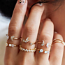 Boho Vintage Gold Star Knuckle Rings for Women Boho Crystal Star Crescent Geometric Female Finger Rings Set Jewelry