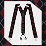 Brown Plaid Color Formal 6 Clips Braces Women Adjustable Polyester Suspenders