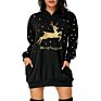 Christmas Hoodies Women Long Sleeve Sweatshirt Christmas Printed Pocket Women Sweatshirt Dress Hoodies