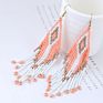 Colorful Handmade Seed Beads Earrings Boho Tassel Long Earrings for Women Jewelry
