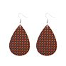 Creative Handmade Light Weight Flower Print Teardrop Earrings Leather Earrings for Women Party Wedding Jewelry