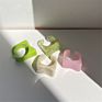 Geometric Chunky Candy Color Poly Acrylic Rings Cute Marble Texture Acid Acetate Colorful Acrylic Resin Ring Set for Woman