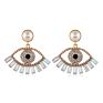 Gold Plated Big Eyes Diamond Evil Eyes Alloy Crystal Stud Earrings Women