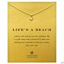 Most Popular Lucky Wishes Card Gold Plated Elephant/Dragonfly Pendant Jewelry Pendant Collarbone Chain Necklaces