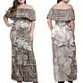Women Maxi Dress Polynesian Hibiscus African Tribal Grey Pattern Dress Maxi Women Size plus Dress Night Women Wear