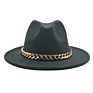 Womens's Hat Wide Brim Thick Gold Chain Band Classic Black Beige Felted Cap Panama Cowboy Jazz Men Caps Luxury Fedora Women Hats