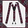 Brown Plaid Color Formal 6 Clips Braces Women Adjustable Polyester Suspenders