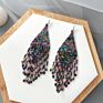 Colorful Handmade Seed Beads Earrings Boho Tassel Long Earrings for Women Jewelry