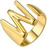 Flynee Jewelry Personalized Brass Gold Bold Initial Letter a to Z Open Alphabet Ring for Women