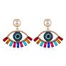 Gold Plated Big Eyes Diamond Evil Eyes Alloy Crystal Stud Earrings Women