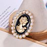 Jaenones Vintage Rhinestone Brooches Queen Head Portrait Brooch Cameo Brooch Sets