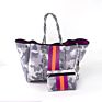 Large Capacity Colorful Printed Portable 2 in 1 Neoprene Beach Handbag