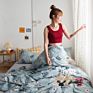 Luxury Simple Quilt Cover Bedding Set 100% Cotton Twill Small Fresh Double Bed 4 Pcs Bed Sheet Set