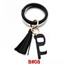 Pu Leather O Bracelet Bangle Key Chain Tassel Acrylic Door Opener Contactless Pendant Wristlet Leopard Print Tassels Key Ring