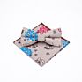 Tie Gift Box White Dress Mens Neck Printed Bowtie Adjustable and Pocket Square Set Linen Bow Ties