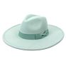 Womens Classic Wide Brim Floppy Panama Bow Hat Belt Buckle Wool Felt Fedora Hat