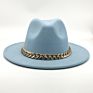 Womens's Hat Wide Brim Thick Gold Chain Band Classic Black Beige Felted Cap Panama Cowboy Jazz Men Caps Luxury Fedora Women Hats