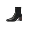 05Dg05-103 Newest Elastic Boots Square Toe Naked Boot Apricot Zipper Back Ankle Boot