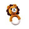 100% Cotton Baby Teether Set Rattle Handmade Toys Soft Crochet Teddy Bear Toys for Baby Wooden Teether