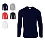 100% Cotton Solid Men's Crewneck Long Sleeve Tops Tee Blank Casual Print T Shirt