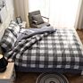 100% Polyester Luxury Queen Size Plaid Duvet Cover Pillow Case Home Bedding Set