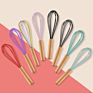 10 Inch Manual Balloon Wire Egg Beater Egg Frother Blending Silicone Whisking Whisk with Wooden Handle