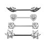 10Pairs/Set Stainless Steel Nipple Rings Tongue Ring Piercing Body Jewelry Barbell Cz Heart Shape Rings for Women Girls