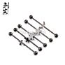 14 Gauge Black Titanium Anodized 3D Logo Industrial Barbell Body Jewelry
