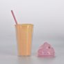 16 Oz Creative Ice Cream Cone Tumbler with Lid and Straw Bpa Free Cute Student Outdoor Cold Drink Cup