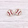 16Mm Dainty Stitched Red White Softball Baseball Stud Earrings for Women Daildy Jewelry Cute Stud Earrings Baseball Button Studs
