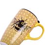 17Oz. Yellow Bees Tall Coffee Cup Ceramic Mug Porcelain Latte Tea Cup with Lid