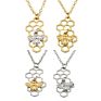 18K Gold Plated Bee Heart Pendant Necklace Real Gold Chain Honeycomb Bee Necklace