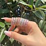 18K Gold Plated Silver Plating Wedding Ring Women Cz Eternity Band Stack Baguette Cubic Zirconia Finger Ring