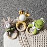 1Pc Baby Rattle Toys Cartton Animal Crochet Wooden Rings Rattle Diy Crafts Teething Rattle Amigurumi for Baby Cot Hanging Toy