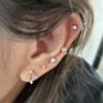 20G Moonstone Paw Cz Cartilage Stud Helix Rook Conch Screw Back Earring Stainless Steel Ear Piercing Jewelry