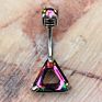 316L Stainless Steel Rainbow Hollow Triangle Cz Belly Button Navel Ring Piercing Body Jewelry
