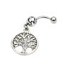 316L Tree of Life Surgical Steel Dangle Belly Button Rings Diamond Piercing Body Jewelry