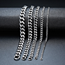 3.6Mm 5Mm 7Mm 11Mm Miami Cuban Chain Bracelet Punk Jewelry for Men Women 18K Gold Plated Stainless Chain Bracelet