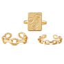 3 Pcs/Set Punk Style Gold Stainless Steel Women Rings Jewelry Chain Link Adjustable Rings Set