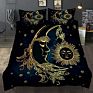 3D Styles Golden Sun and Moon Printed Microfiber Duvet Cover Set