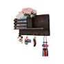4 Double Key Hooks and a Floating Shelf Rustic Wall Mounted Mail Holder Wooden Mail Sorter Organizer