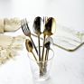 4 Pcs Flatware 304 Stainless Golden Set Black Handle and Gold Cutlery