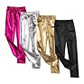 4Pcs/Set Girls Skinny Faux Leather Leggings for Show Kids Wet Look Shiny Performance Metallic Stretch Leggings