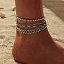 4Pcs/Set Gold Plated Jewelry Simple Metal Thick Diamond Chain Tennis Bracelet Anklets Foot Jewelry Anklets Bracelet