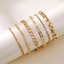 6-Piece Gold Thick and Thin Chain Crystal Bracelet Set for Suit Decoration