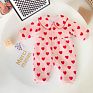 6358 Baby Girl Thick Clothes Newborns Jumpsuit Peach Heart Print Bodysuit Infant Rompers Warm One-Piece Toddler Overalls