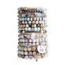 6/8/10Mm Raw Amazonite round Abacus Beads Stone Bracelet Gold Leaf Silver Cross Bracelet