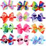 6" Big Baby Girls Colorful Grosgrain Ribbon Hair Bows Headbands Cute Elastic Headwrap for Girls Hair Accessories